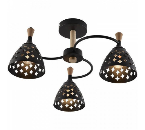 Люстра на штанге Reluce 01515 01515-0.3-03 BK+WOOD