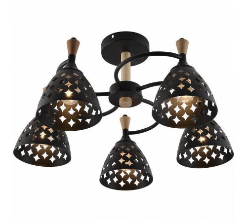 Люстра на штанге Reluce 01515 01515-0.3-05 BK+WOOD