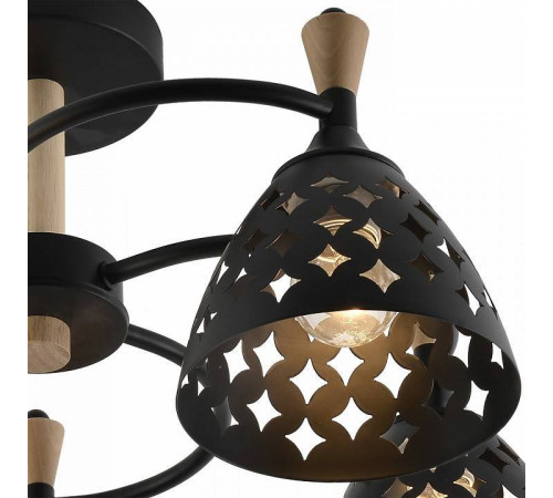 Люстра на штанге Reluce 01515 01515-0.3-05 BK+WOOD