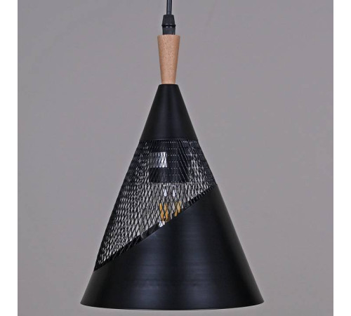 Подвесной светильник Reluce 03250-1 03250-3.9-01 BK+WOOD