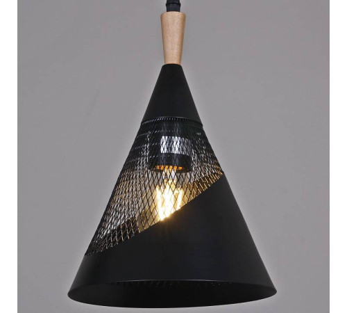 Подвесной светильник Reluce 03250-1 03250-3.9-01 BK+WOOD