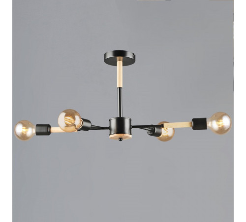 Люстра на штанге 99960 99960-0.3-04 BK+WOOD