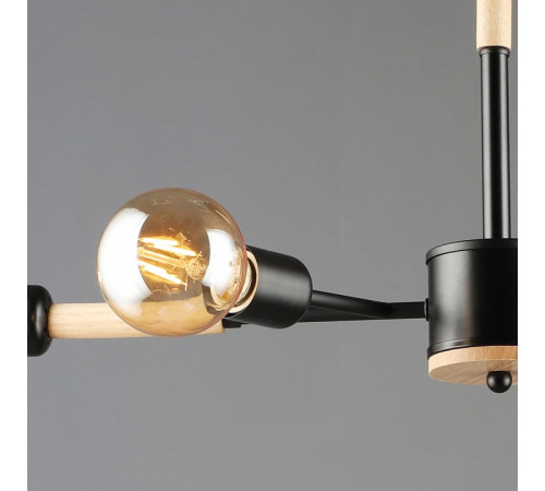 Люстра на штанге 99960 99960-0.3-04 BK+WOOD