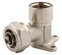 Угольник с креплением Tiemme 20x2.0-1/2 ВР для металлопластиковых труб обжимной 1600027