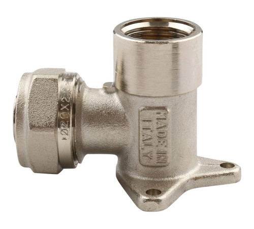 Угольник с креплением Tiemme 20x2.0-1/2 ВР для металлопластиковых труб обжимной 1600027