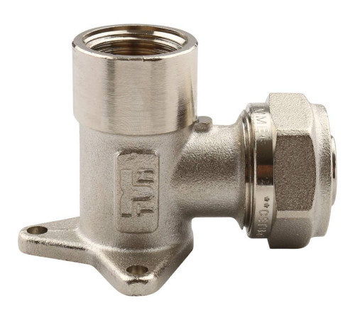 Угольник с креплением Tiemme 20x2.0-1/2 ВР для металлопластиковых труб обжимной 1600027