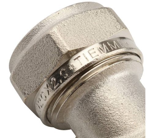 Угольник с креплением Tiemme 20x2.0-1/2 ВР для металлопластиковых труб обжимной 1600027