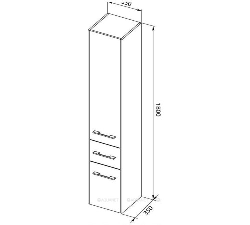 Пенал Aquanet Августа 35 L белый ручки хром 00274026
