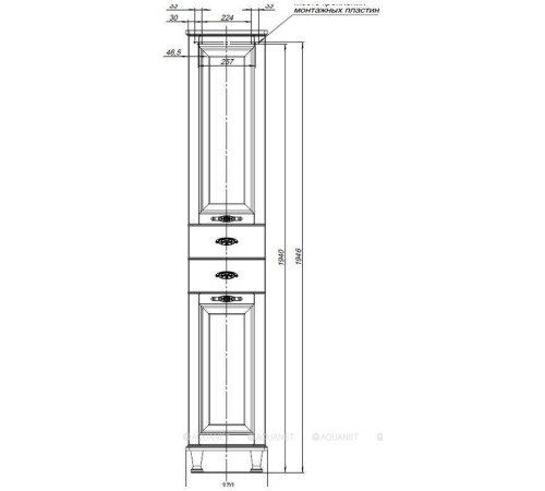 Шкаф-пенал Aquanet Тесса Декапе 35 жасмин сандал 00201805