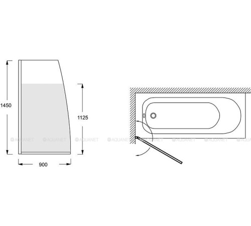 Шторка на борт ванны Jacob Delafon Serenity 80x145 см черный E4933-BL