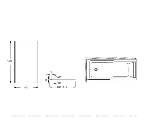 Душевая шторка на ванну Jacob Delafon Struktura 80x140 см профиль черный E6D042-BL
