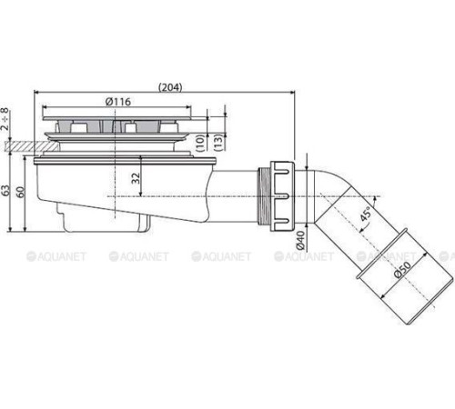Сифон для душевого поддона AlcaPlast хром A491CR