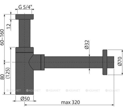 Сифон для умывальника AlcaPlast A400BLACK Design 32 мм круглый черный A400BLACK