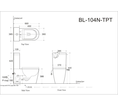 Бачок для унитаза Aquanet Atago-C2 нижний подвод 4.5/3 л 203351
