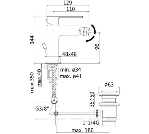 Смеситель для биде Paffoni ELLE с донным клапаном 1 1/4 хром EL135CR