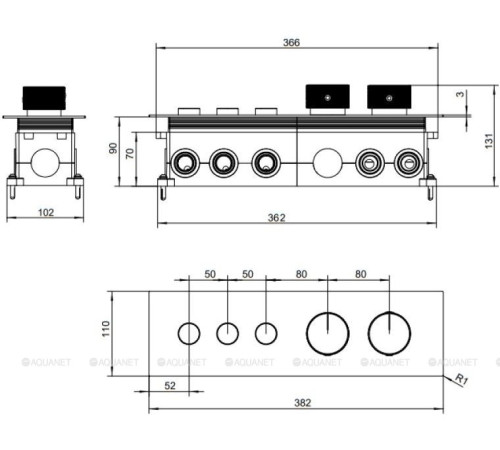 Смеситель встраиваемый Allen Brau Liberty X3 термостат 3 выхода Push key хром 5.33003-00
