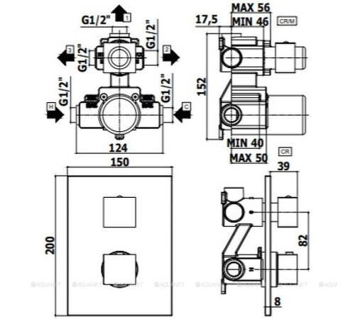 Смеситель термостатический для душа Paffoni Level встраиваемый на 3 выхода хром LEQ519CR/M