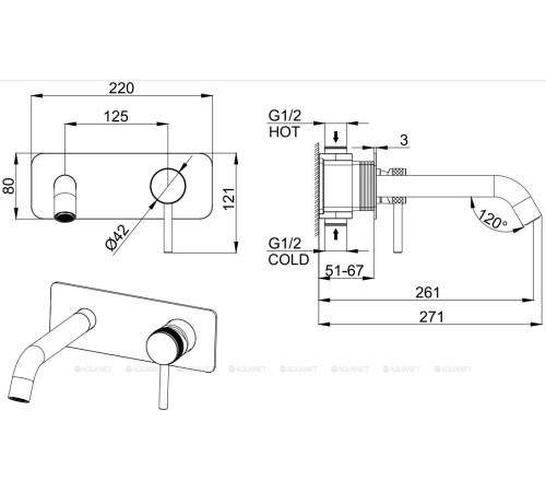 Смеситель для раковины встраиваемый Allen Brau Priority излив 195 мм брашированный никель 5.31003-BN