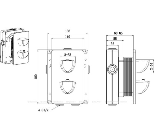 Термостат для душа Allen Brau INFINITY V.2 скрытого монтажа черный матовый 5.21216-31