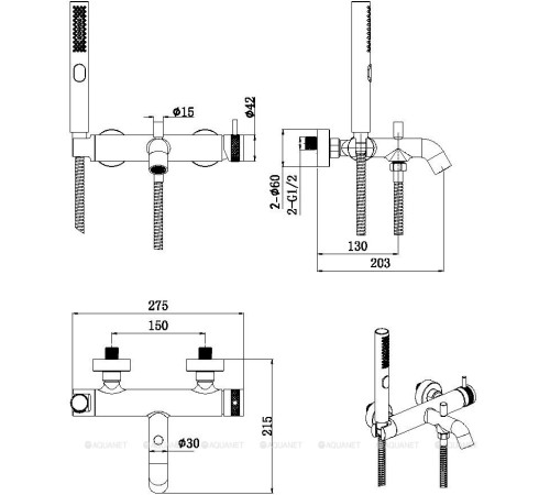 Смеситель для ванны Allen Brau Priority с изливом и душевым набором черный матовый 5.31D10-31