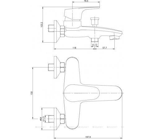 Смеситель для ванны Aquanet Magic хром AF410-20C
