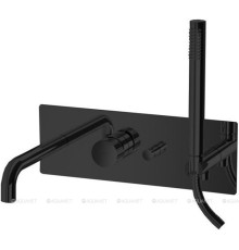 Смеситель для ванны встраиваемый Paffoni Jo с изливом и душевым набором черный матовый JO001NO