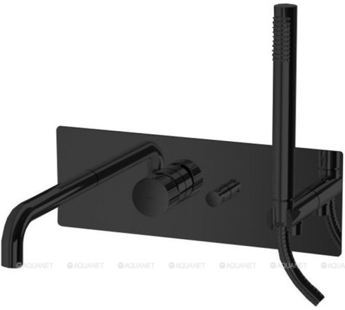 Смеситель для ванны встраиваемый Paffoni Jo с изливом и душевым набором черный матовый JO001NO