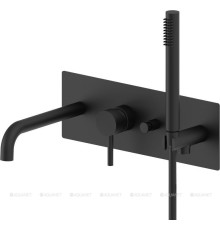 Смеситель для ванны Paffoni Light встраиваемый с изливом и душем черный матовый LIG001NO