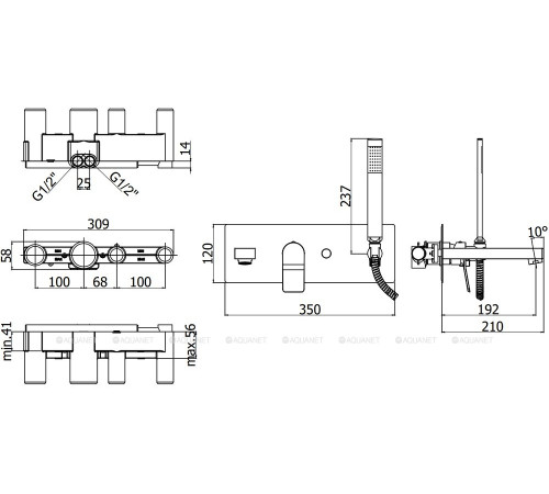 Смеситель для ванны Paffoni Tilt встраиваемый с изливом и душевым набором хром TI001CR