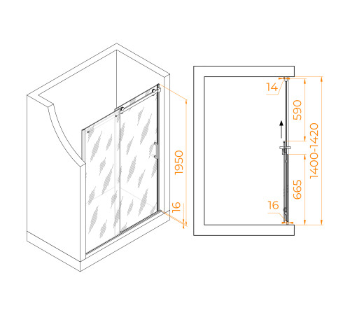 Душевая дверь RGW Tornado TO-14 1400 мм хром 02071414-11
