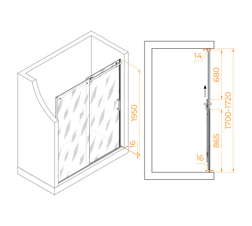 Душевая дверь RGW Tornado TO-14 1700 мм хром 02071417-11