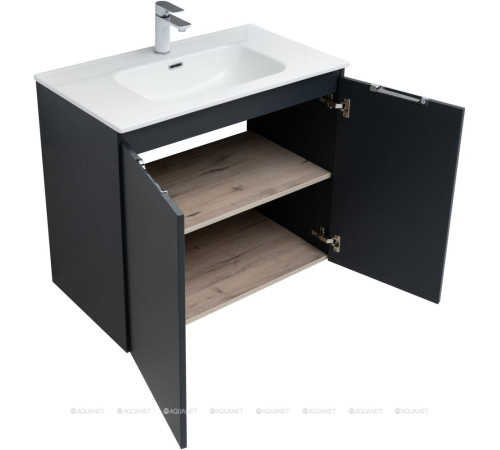 Тумба под раковину Aquanet Алвита new 80 подвесная 2 двери антрацит 00277527