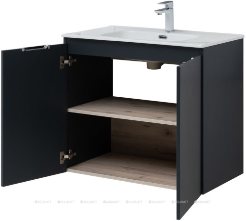 Тумба под раковину Aquanet Алвита new 80 подвесная 2 двери антрацит 00277527