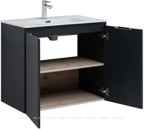 Тумба под раковину Aquanet Алвита new 80 подвесная 2 двери антрацит 00277527