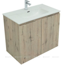 Тумба под раковину Aquanet Алвита new 80 подвесная 2 двери дуб веллингтон белый 00277529