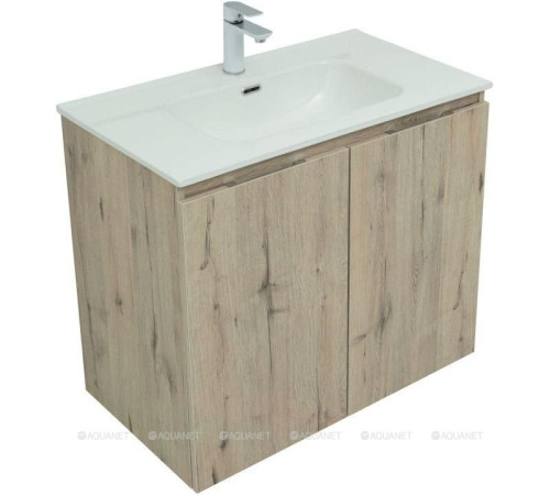 Тумба под раковину Aquanet Алвита new 80 подвесная 2 двери дуб веллингтон белый 00277529