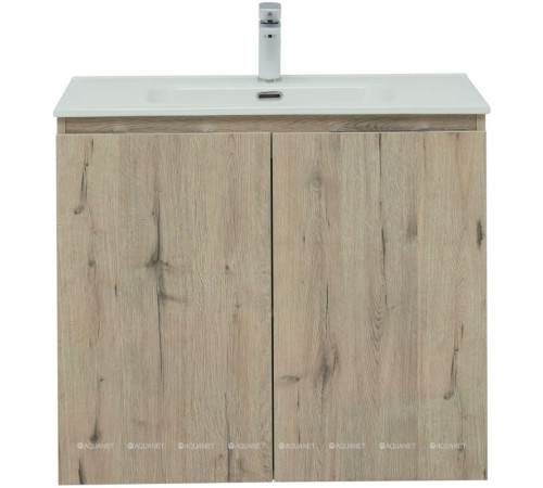 Тумба под раковину Aquanet Алвита new 80 подвесная 2 двери дуб веллингтон белый 00277529