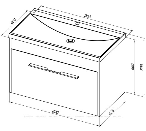 Тумба под раковину Aquanet Августа 90 белый ручка хром 00274019