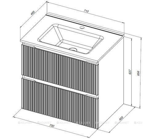 Тумба под раковину Aquanet Джейн 70 (Flat) маренго 00335428