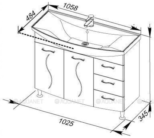 Тумба под раковину Aquanet Моника 105 белый 00186772