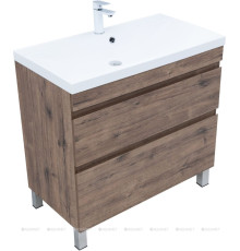 Тумба под раковину Aquanet Нота New 90 напольная 2 ящика дуб веллингтон табак 00344145