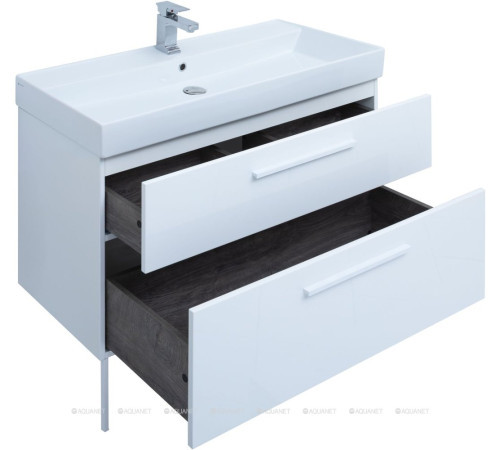 Тумба Aquanet Nova 100 (SLIM SYNERGY) 2 ящика белый глянец 00249922