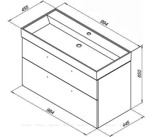 Тумба Aquanet Nova 100 (SLIM SYNERGY) 2 ящика белый глянец 00249922