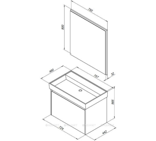 Тумба под раковину Aquanet Nova Lite 75 1+1 ящик белый глянец 00242275