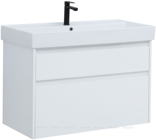 Тумба под раковину Aquanet Nova Lite 90 2 ящика белый глянец 00242268
