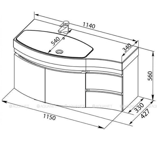 Тумба под раковину Aquanet Опера 2-115 левая распашные двери белый 00169613