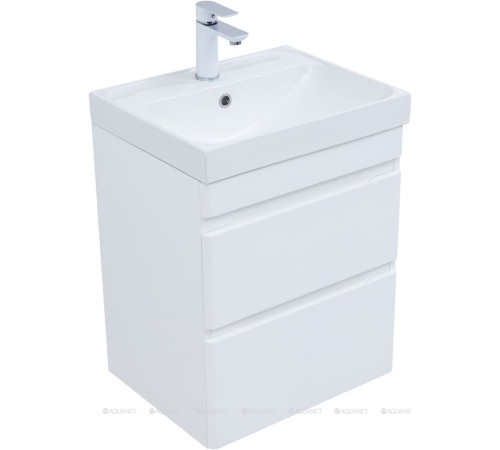 Тумба под раковину подвесная Aquanet Слим 50 2 ящика белый сатин 00346046