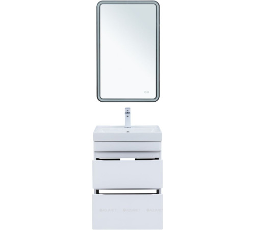Тумба под раковину подвесная Aquanet Слим 50 2 ящика белый сатин 00346046