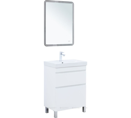 Тумба под раковину напольная Aquanet Слим 60 2 ящика белый сатин 00346042