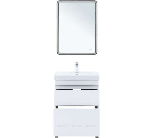 Тумба под раковину напольная Aquanet Слим 60 2 ящика белый сатин 00346042